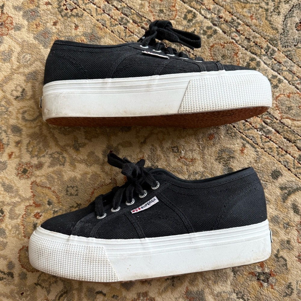 Womens Superga Platform Black Sneaker
